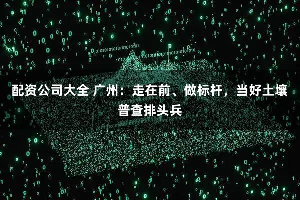 配资公司大全 广州:走在前、做标杆,当好土壤普查排头兵